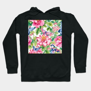 Preppy colors flowers, birds and butterflies Hoodie